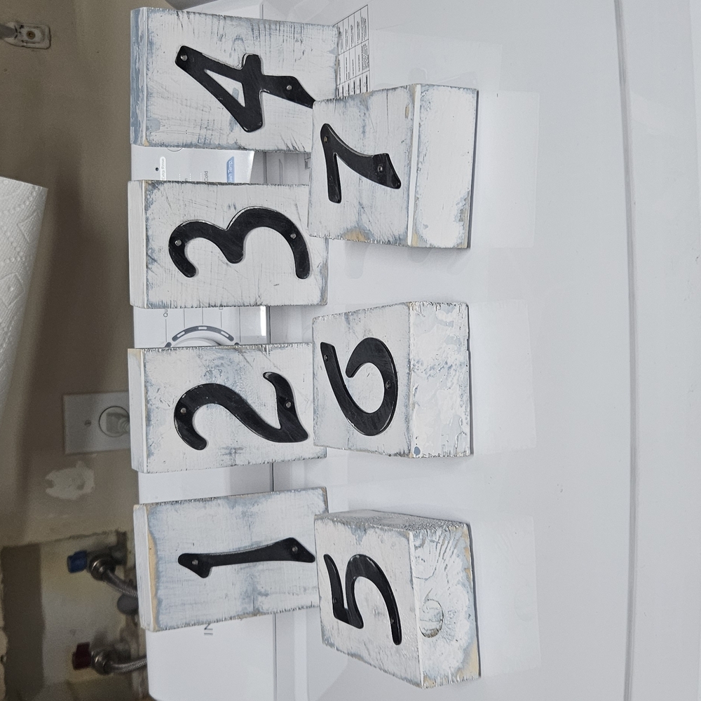 Rustic White/blue and Black Numbered Wall Decor